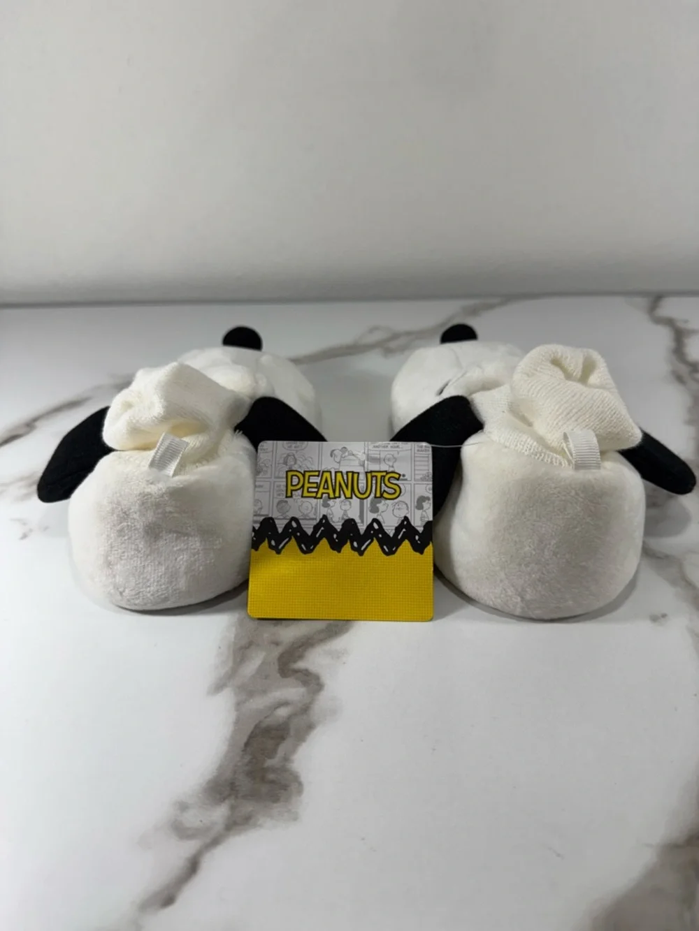Peanuts Snoopy Plush Black White Children Toddler Boy Girl Kids Slippers, L/9-10